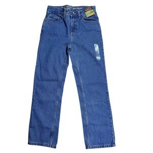 Roebuck & Co Slim Straight Jeans Boys 12 Blue Denim Adjust Waist Durable School